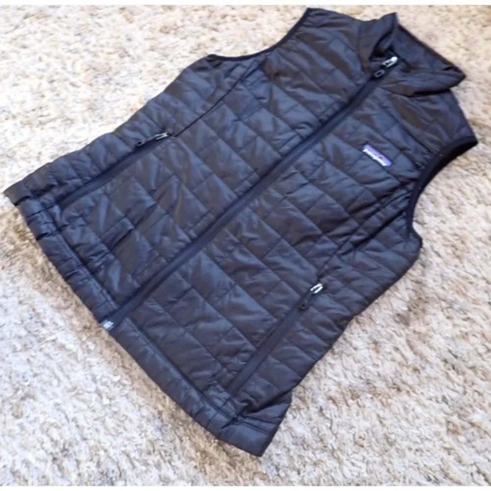 Patagonia Nano Puff Vest Womens Small Black Excellent Quilted Puffer Layering